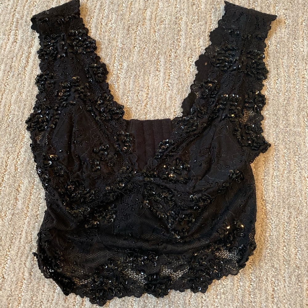 Bebe sequin black crop top